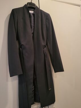Calvin Klein Women's Dark Charcoal Open-Front Long Coat